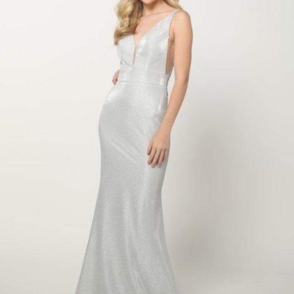 V-Neckline Sleeveless MErmaid Dress JT695